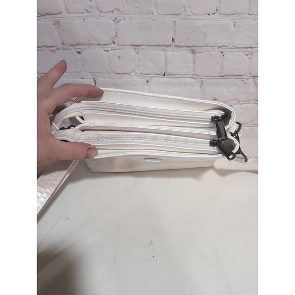 Lug Double Dip Satin Luxe Crossbody Pearl White RFID - Picture 7 of 14